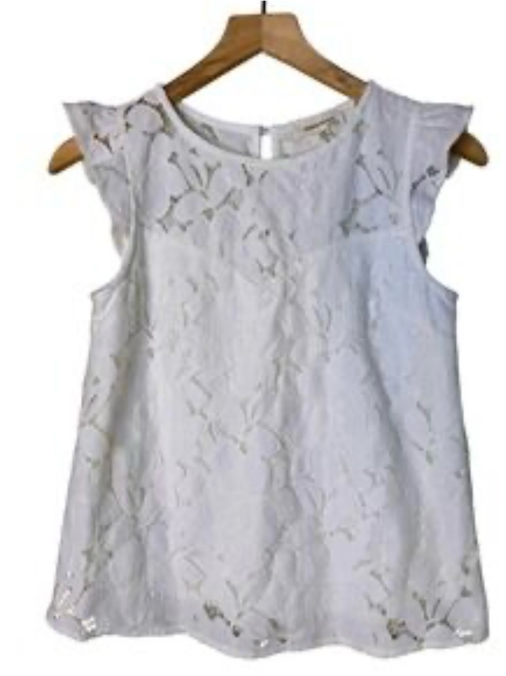 MONTEAU WHITE EYELET LACE TANK TOP